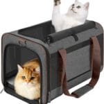 Small Dog Carrier Cage Soft Chihuahua/Softshell Big Cat Carrier Maine Coon/Pet Taxi Carrying Bag Over 25lbs / Top Loader Travel Kennel Brown