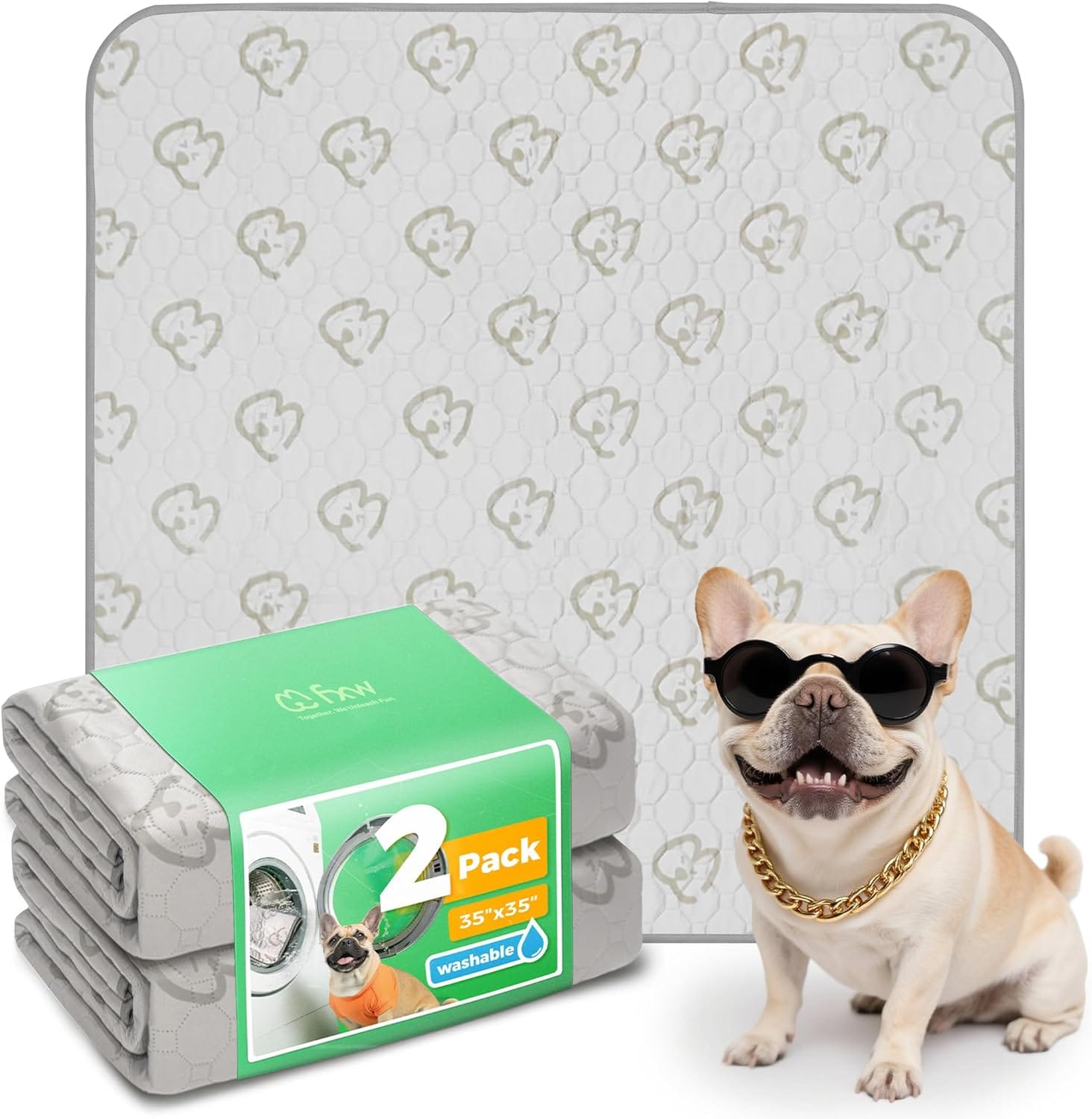 FXW Washable Pee Pads for Dogs, Puppy Pads with Super Absorbent, Specifically Designed for Potty Training, 35" Square, Khaki, 2 Packs FXW Washable Pee Pads for Dogs, Puppy Pads with Super Absorbent, Specifically Designed for Potty Training, 35" Square, Khaki, 2 Packs