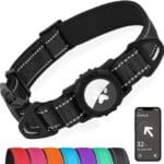 Joytale Airtag Dog Collar, Dual D-Rings, Waterproof Reflective Pet Collar with AirTag Holder, Soft Padded Adjustable for Large Dogs, Black, L