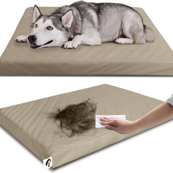 Waterproof Dog Bed for Crate, Hair Resistant Dog Beds with Washable Covers, Easy Clean Orthopedic Egg Crate Foam Pet Mat