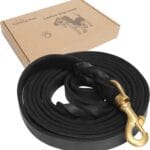 Guiding Star Leather Dog Leash 6ft, Dog Leashes for Large Dogs Heavy Duty, Soft Braided Handmade Leather Training Leash for Large & Medium Dogs (6ftx3/4inch, Black)