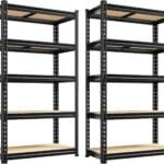 REIBII Set of 2 Storage Shelves 5 Tier Garage Shelving Heavy Duty Metal Shelving 2000LBS Garage Shelves Adjustable Metal Shelf for Kitchen Warehouse Pantry Commercial Use 27.6" Wx11.8 Dx60 H