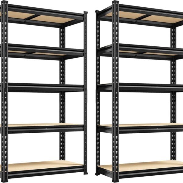 REIBII Set of 2 Storage Shelves 5 Tier Garage Shelving Heavy Duty Metal Shelving 2000LBS Garage Shelves Adjustable Metal Shelf for Kitchen Warehouse Pantry Commercial Use 27.6" Wx11.8 Dx60 H