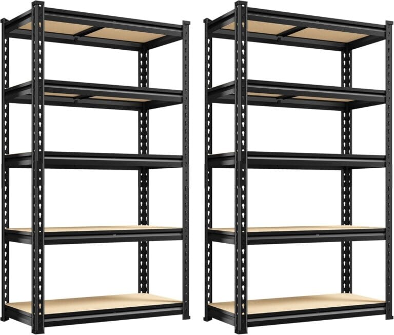REIBII Set of 2 Storage Shelves 5 Tier Garage Shelving Heavy Duty Metal Shelving 2000LBS Garage Shelves Adjustable Metal Shelf for Kitchen Warehouse Pantry Commercial Use 27.6" Wx11.8 Dx60 H