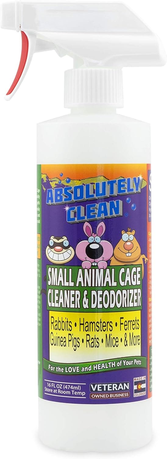 Amazing Small Animal Cage Cleaner, Just Spray/Wipe, Easily Removes Messes & Odors - Hamster Cages, Mice, Rat Cage, Guinea Pig Cage, Rabbit Cage, Ferret Cage, Dog Cage - USA Made
