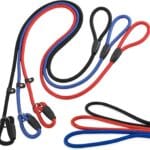 Dog Slip Leads - 3 Pack Adjustable Nylon Leads (Red/Black/Blue) - Durable, Night-Safe for Walking, Training & Outdoor Use