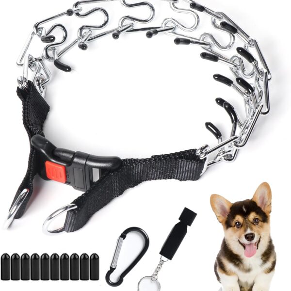 Pinch Collar for Dogs,Adjustable Dog Training Collar for Small Medium Large Dogs with Quick Release Buckle, No Pull Dog Collar Prong(S,10"-13")