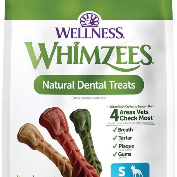 Whimzees Wellness Brushzees Dog Dental Treats, Natural Chews, Small Size Stick, (24 Count)