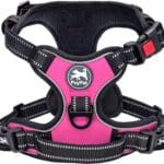 PoyPet No Pull Dog Harness, No Choke Front Lead Dog Reflective Harness, Adjustable Soft Padded Pet Vest with Easy Control Handle for Small to Large Dogs(Pink, Medium)