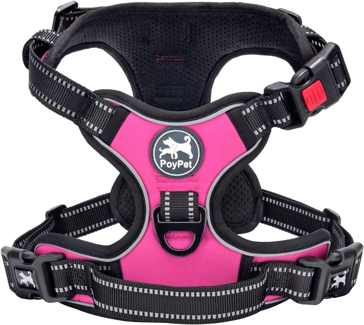 PoyPet No Pull Dog Harness, No Choke Front Lead Dog Reflective Harness, Adjustable Soft Padded Pet Vest with Easy Control Handle for Small to Large Dogs(Pink, Medium) PoyPet No Pull Dog Harness, No Choke Front Lead Dog Reflective Harness, Adjustable Soft Padded Pet Vest with Easy Control Handle for Small to Large Dogs(Pink, Medium)
