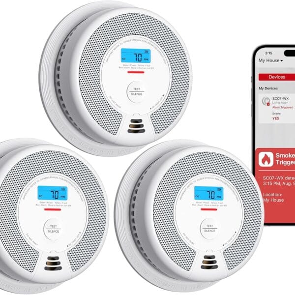 X-Sense Smart Smoke Detector Carbon Monoxide Detector Combo with Replaceable Battery, Wi-Fi Smoke and Carbon Monoxide Detector with Real-Time App Notifications, SC07-WX, 3-Pack