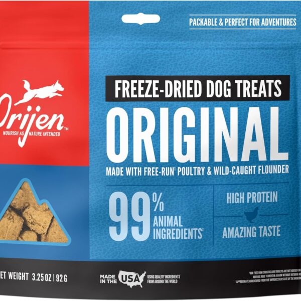 ORIJEN Grain Free High Protein Freeze Dried Dog Treats Original Recipe 3.25oz Bag