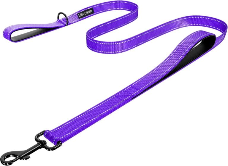 Dog Leash 4ft Long, Double Handle Dog Leash for Safety Control Training, Heavy Duty Dog Leads with Traffic Padded Handles, Reflective Leashes for Small Medium Large Dogs(4ft, Purple)