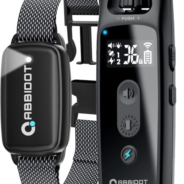 ABBIDOT Dog Shock Collar, 3300 FT Dog Training Collar with Remote, IPX7 Waterproof with 4 Training Modes, Rechargeable E-Collar for Small Medium Large Dogs (8-120 lbs)