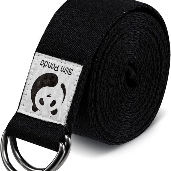 Slim Panda Yoga Strap for Stretching,Cotton Yoga Strap with Adjustable D-Ring Buckle,Non-Elastic Yoga Belt for Pilates,Gym Workouts,Physical Therapy,Improve Flexibility