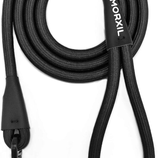 Rope Dog Leash, 6 Foot Heavy Duty Dog Leash with Aviation Aluminum Auto Locking Carabiner, Strong Nylon Pet Lead for Small, Medium, Large Dogs (Black, 6FT)
