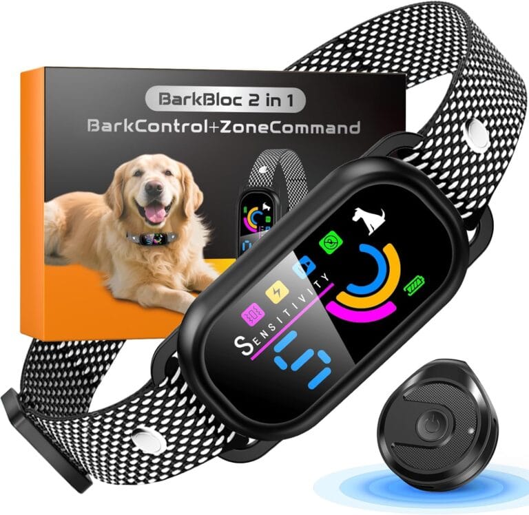 Dog Bark Collar for Small Medium Large Dogs  Rechargeable Anti-Bark Training Collar with Beep & Vibration, Plus Indoor No-Go Zone to Block Trash or Furniture,5 Sensitivity Levels