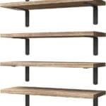 WOPITUES Wood Floating Shelves Set of 6, Shelves for Wall Decor, Farmhouse Shelf for Bedroom, Bathroom Storage Shelves, Book Shelves for Living Room - Rustic Brown