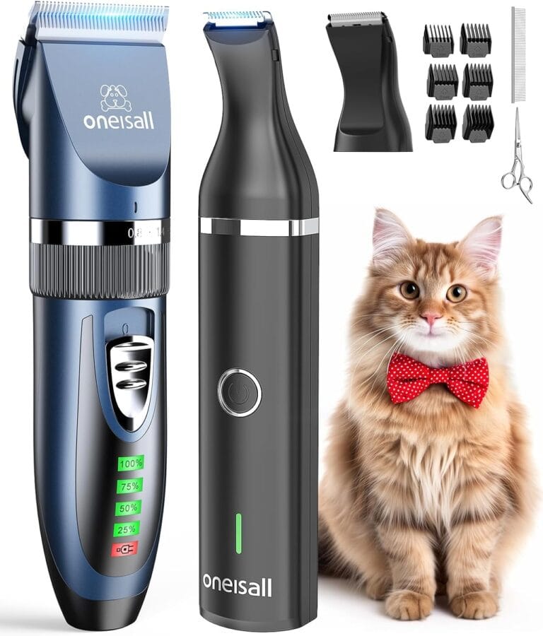oneisall Cat Clippers and Paw Trimmer 3 in 1 Cat Grooming Kit,Cat Clippers for Matted Hair,Cordless Kitty Shaver for Matted Long Hair,2 Speed Pet Clippers