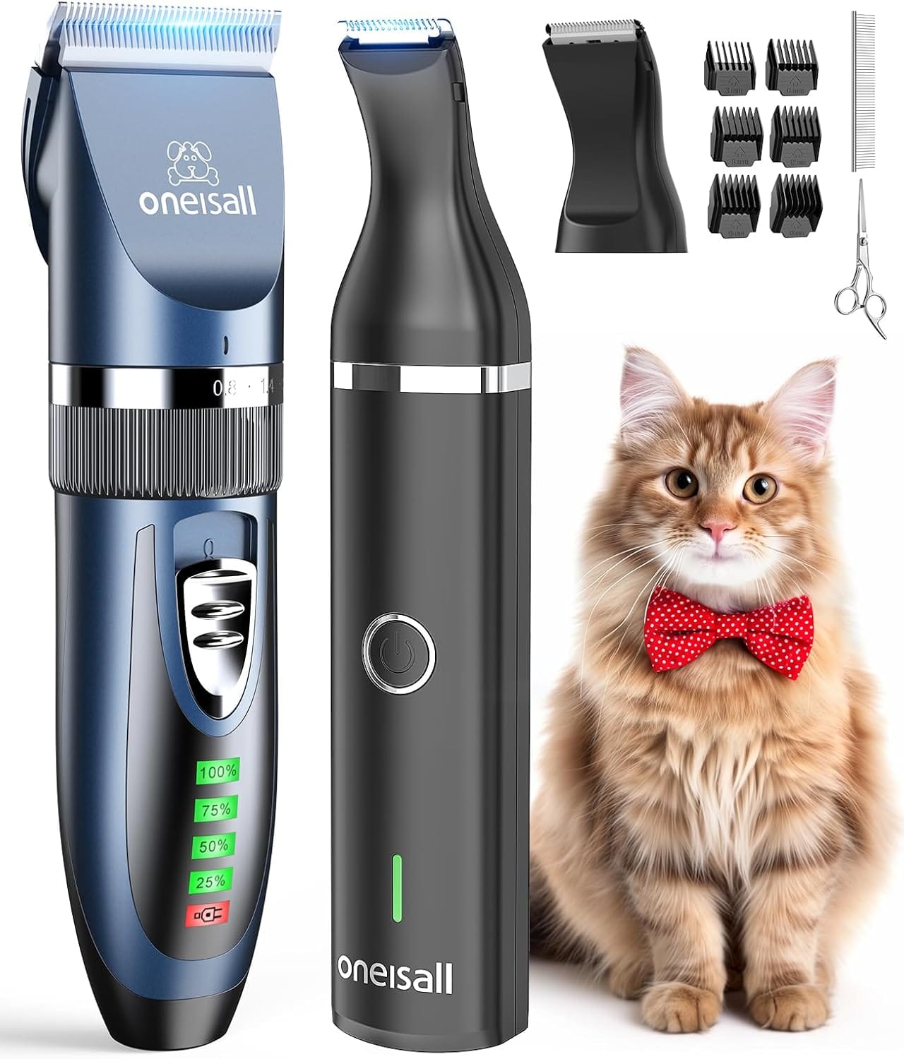 oneisall Cat Clippers and Paw Trimmer 3 in 1 Cat Grooming Kit,Cat Clippers for Matted Hair,Cordless Kitty Shaver for Matted Long Hair,2 Speed Pet Clippers oneisall Cat Clippers and Paw Trimmer 3 in 1 Cat Grooming Kit,Cat Clippers for Matted Hair,Cordless Kitty Shaver for Matted Long Hair,2 Speed Pet Clippers