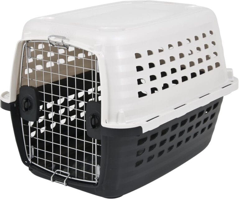 Petmate Compass Fashion Kennel Cat and Dog Kennel, 10-20 lb., Pearl White/Black, Made in USA