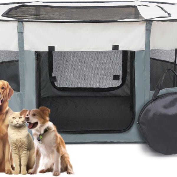 Bdor Dog Playpen, Portable Pet Playpen Tent Cage Kennel with Zipper Top Cover, Cat Kitten Puppy Rabbits Enclosure Crate for Indoor Outdoor Camping Travel, XL