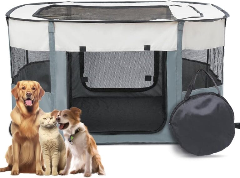 Bdor Dog Playpen, Portable Pet Playpen Tent Cage Kennel with Zipper Top Cover, Cat Kitten Puppy Rabbits Enclosure Crate for Indoor Outdoor Camping Travel, XL
