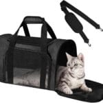 Cat Carrier Soft for Pets Up to 15 Lbs, Cat Travel Bag Soft-Sided with Padded Shoulder Strap, Pet Dog Carriers for Small Dogs Travel Puppy Carry Airline Approved, Black