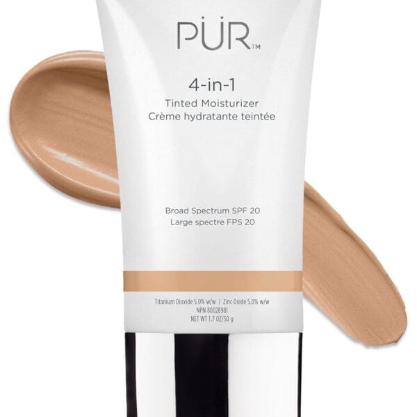 PR Beauty 4-in-1 Tinted Moisturizer With SPF 20 - Hydrating Face Moisturizer, Primer, & Foundation With Shea Butter, Aloe Vera & Vitamin B3 - Vegan Friendly - Free of Paraben, Gluten & BPA