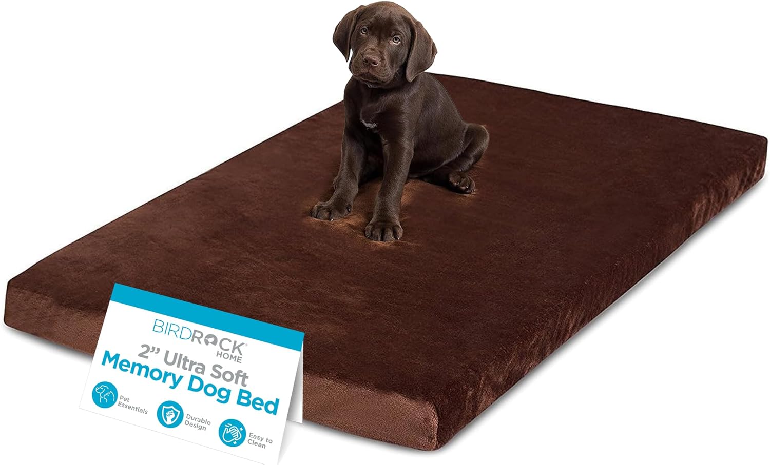 BIRDROCK HOME 2" Memory Foam Dog Beds | Ultra Soft Plush Pet Bed | Removable Cover | Pet | Crate Bed (40 X 26, Brown) BIRDROCK HOME 2" Memory Foam Dog Beds | Ultra Soft Plush Pet Bed | Removable Cover | Pet | Crate Bed (40 X 26, Brown)