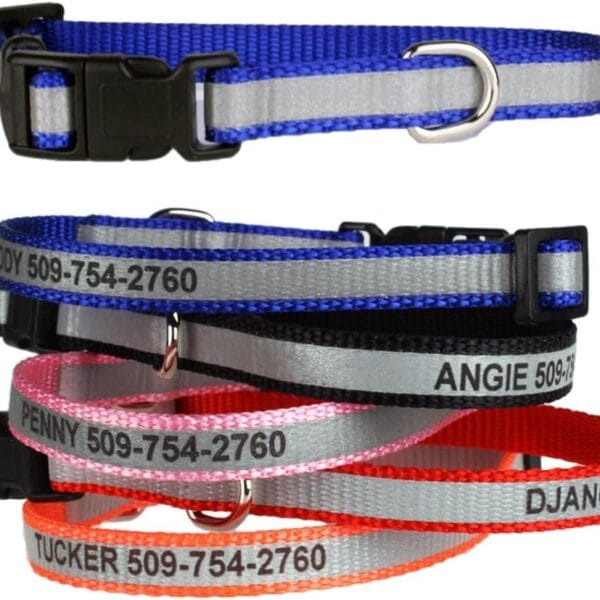 GoTags Extra Small Personalized Reflective Dog Collars, Custom Engraved with Pet Name and Phone Number, Adjustable Dog Collar with Quick Release Buckle for Small and Extra Small Dogs