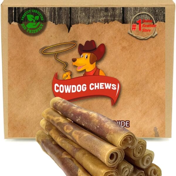 Cowdog Chews Rawhide Gourmet Meaty Rolls 9-10 (10 Pack) Premium Dog Treats with Savory Beef Filling, Long-Lasting Chew for Aggressive Chewers, High-Protein, Natural Ingredients