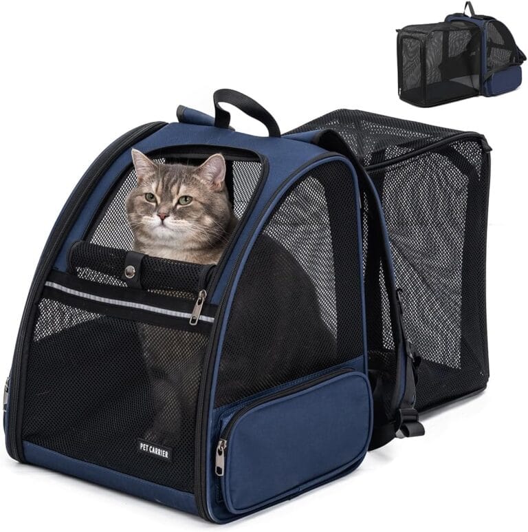 Cat BackpackExpandable Cat Carrier Backpack, Dog Backpack Carrier and Pet Carrier Backpack, Suitable for Cats, Dogs Kitten or Small Dogs, Travel Friendly Puppy Cats Bag (Blue)