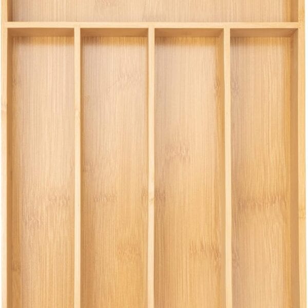 Silverware Organizer Kitchen Drawer Organizer Utensil Organizer Bamboo Silverware Holder Cutlery Organizer in Drawer Flatware Organizer Tray(5 slots, Natural