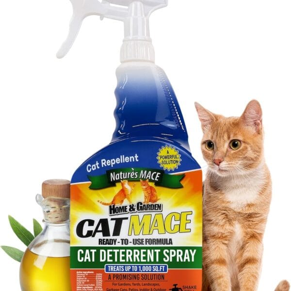 Nature's Mace Cat Mace Cat Repellent, Spray Deterrent for Urine Marking, Keep Cats Away for Outdoor & Indoor Use, Scratching, Flowerbeds, Yards, Pets, Garden, Plants, Ready-to-Use, 40 oz Spray