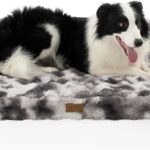 Faux Fur Orthopedic Dog Bed, Large Dog Bed, Supportive Foam Pet Sofa with Waterproof Lining Cover, Washable U-Shaped Pet Couch with Anti-Slip Bottom Design, Tie-dye Grey XL 42x30x7 inch