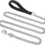 6ft Metal Chain Heavy Duty Dog Leash, Chew Proof Chain Dog Leash with Padded Handle for Large & Medium Size Dogs
