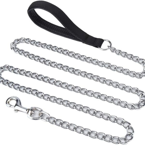 6ft Metal Chain Heavy Duty Dog Leash, Chew Proof Chain Dog Leash with Padded Handle for Large & Medium Size Dogs