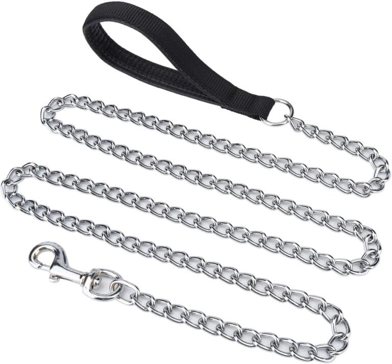 6ft Metal Chain Heavy Duty Dog Leash, Chew Proof Chain Dog Leash with Padded Handle for Large & Medium Size Dogs
