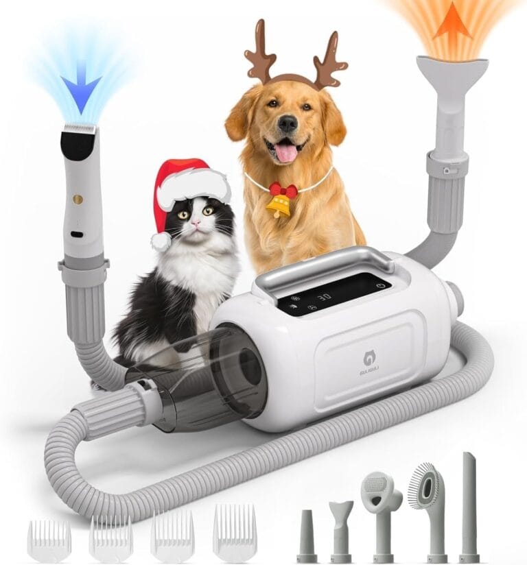 6-in-1 Pet Grooming Kit with Vacuum  2024 iF Design Award Winner, Quiet Clipper & Ionic Dryer, 13.3kPa Suction, LED Touchscreen  for Dogs & Cats at Home