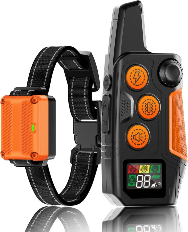 Dog Shock Collar with Remote Control 3300FT Range IPX7 Waterproof Rechargeable E Training Collar for Dogs Training 3 Modes for 5-120lbs Small Medium Large Dogs