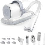 DUMOS 5-in-1 Cordless Pet Grooming Vacuum Kit - Ultra-Quiet Clippers, 2.5L XL Dust Cup, 3 Suction Modes & 5 Pro Tools for Dogs/Cats | Tangle-Free Grooming, All-in-One Cleaning (White)