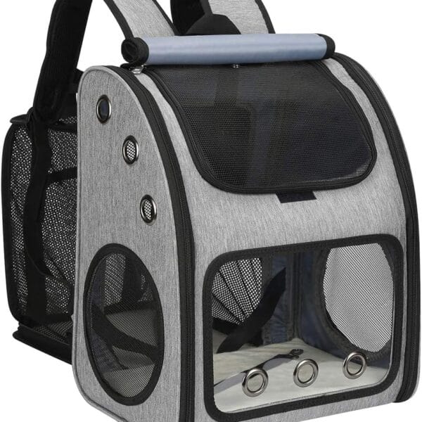 Expandable Pet Carrier Backpack for Cats, Dogs and Small Animals, Portable Pet Travel Carrier, Super Ventilated Design, Airline Approved, Ideal for Traveling/Hiking/Camping, Grey, XL