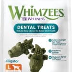 Whimzees Wellness Alligator Dog Dental Treats, Natural Chews, Large Size, (6 Count)