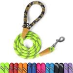 lynxking Rope Dog Leash 6 FT with Comfortable Padded Handle, Highly Reflective Threads Leash for Small Medium Large Dogs (Light Green, Large 1/2in x 6ft-Rope Clasp)