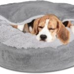 Pet Soft Small Dog Bed Cat Bed with Cover Cave - Round Calming Dog Beds Washable Cuddler Puppy Beds for Small, Medium Dogs and Cats (Grey, 30")