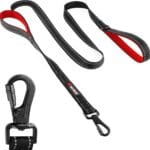 Tuff Pupper Heavy Duty Double Handle Leash | Twist Locking Carabiner Clip | Safety Lock for Strong Dogs | Reflective for Safe Night Walks | 6 Foot Leash | For Medium & Large Dogs