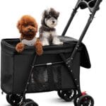 Pet Stroller Cat Dog Stroller Travel Folding Pet CarriersBlack