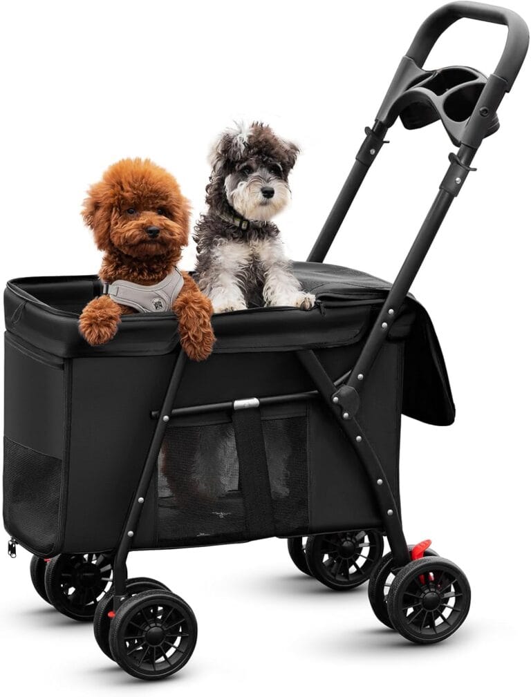 Pet Stroller Cat Dog Stroller Travel Folding Pet CarriersBlack