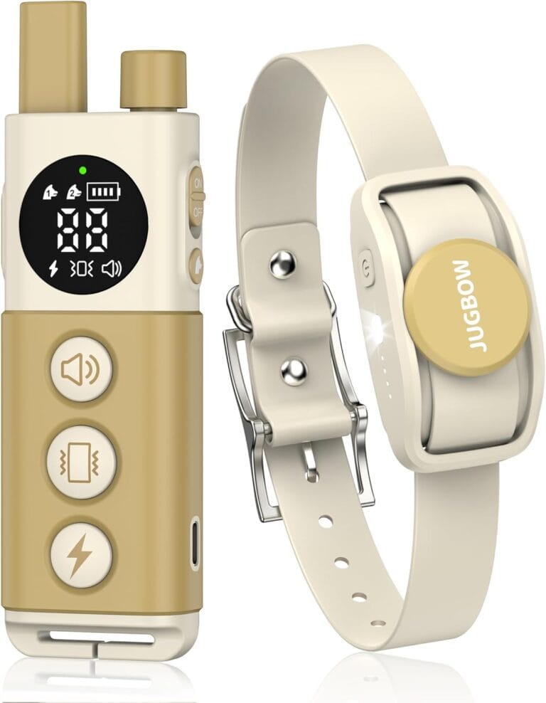 Jugbow Dog Training Collar - 4200FT Remote Dog Collar with 3 Training Modes, Electric Collar with LED Light & IPX8-Waterproof, Rechargeable E-Collar for Small Medium Large Dogs (Beige)